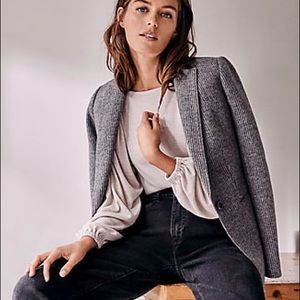 Ann Taylor Hutton Blazer In Sweater Knit In Light Charcoal Heather 6 Petite BNWT